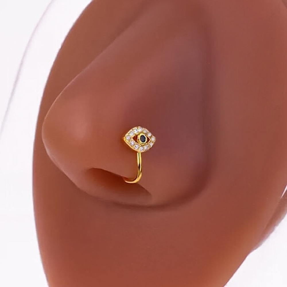 ⚜️𝟯𝟬%𝗢𝗙𝗙 𝗯𝘂𝗻𝗱𝗹𝗲𝘀 𝟯+⚜️ NEW CZ Evil Eye Fake Nose Ring - Picture 4 of 10